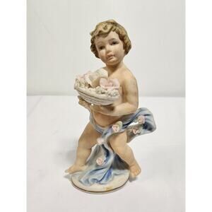 Noresco Ceramic Angel Statue Floral vintage 8" Japan Antique Victorian Statue